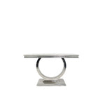 White Marble Effect 1.2m Console Table with Chrome Circular Pedestal Base