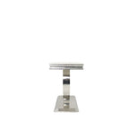 White Marble Effect 1.2m Console Table with Chrome Circular Pedestal Base