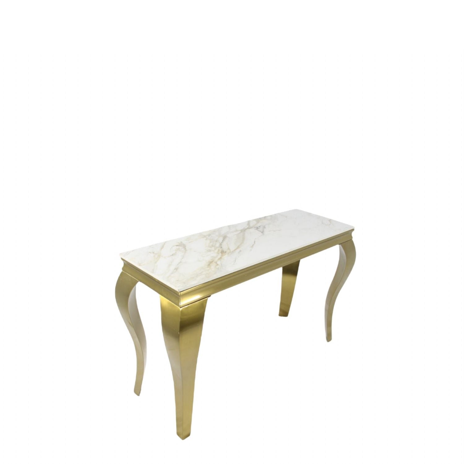 White Marble Effect 1.2m Console Table with Gold Metal Frame