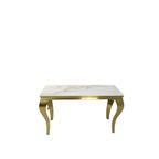 White Marble Effect 1.2m Console Table with Gold Metal Frame