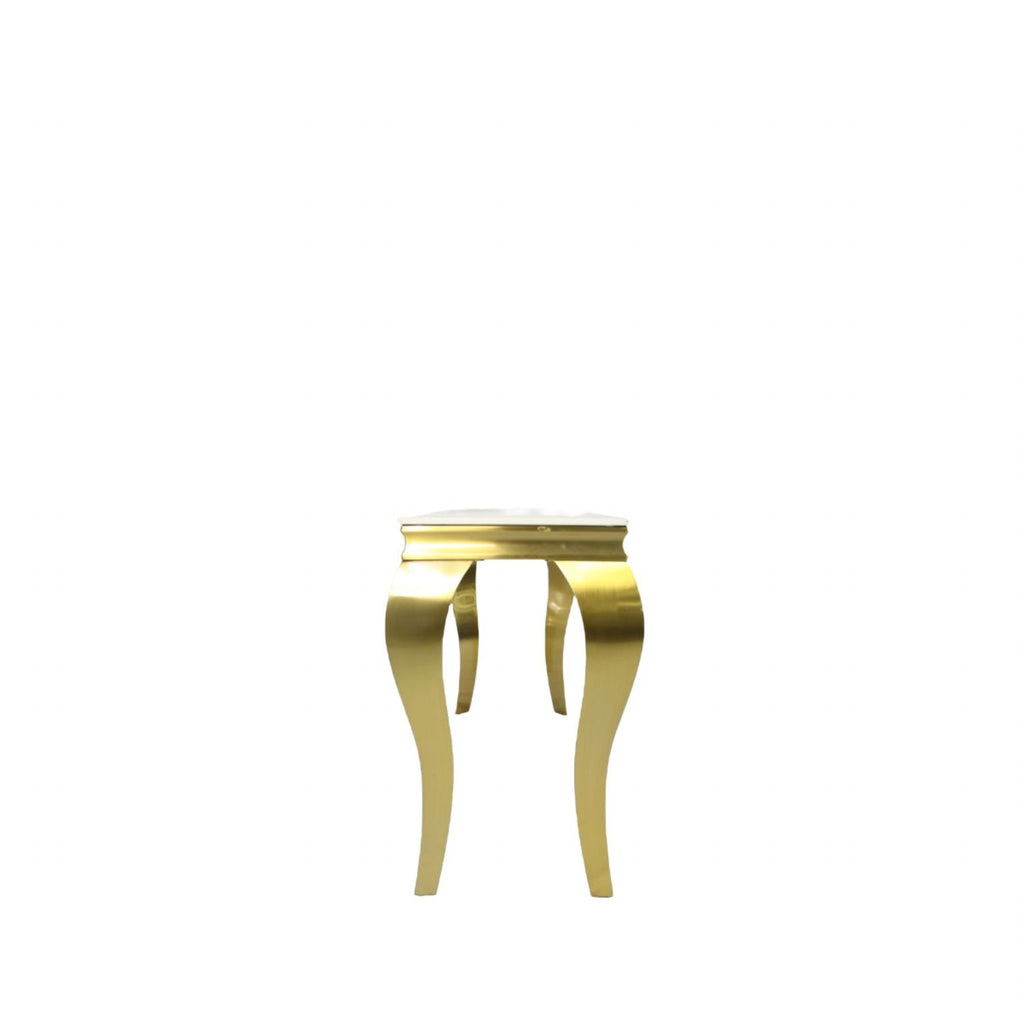 White Marble Effect 1.2m Console Table with Gold Metal Frame