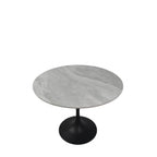 Grey Ceramic 0.9m Round Dining Table with Black Pedestal Base