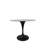 Grey Ceramic 0.9m Round Dining Table with Black Pedestal Base