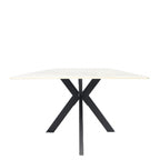 White Marble Effect Ceramic 1.8m/1.5m Dining Table with Black Cross Pedestal Base