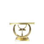 White Marble Effect 2.0m/1.8m Dining Table with Gold Circular Pedestal Base