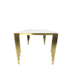 White Marble Effect 1.8m Dining Table with Gold Art Deco Metal Legs