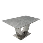 Grey Ceramic (1.6m - 2m / 1.2m - 1.5m) Extending Dining Table with Chrome Pedestal Base
