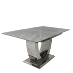 Grey Ceramic (1.6m - 2m / 1.2m - 1.5m) Extending Dining Table with Chrome Pedestal Base