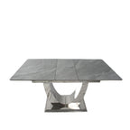 Grey Ceramic (1.6m - 2m / 1.2m - 1.5m) Extending Dining Table with Chrome Pedestal Base