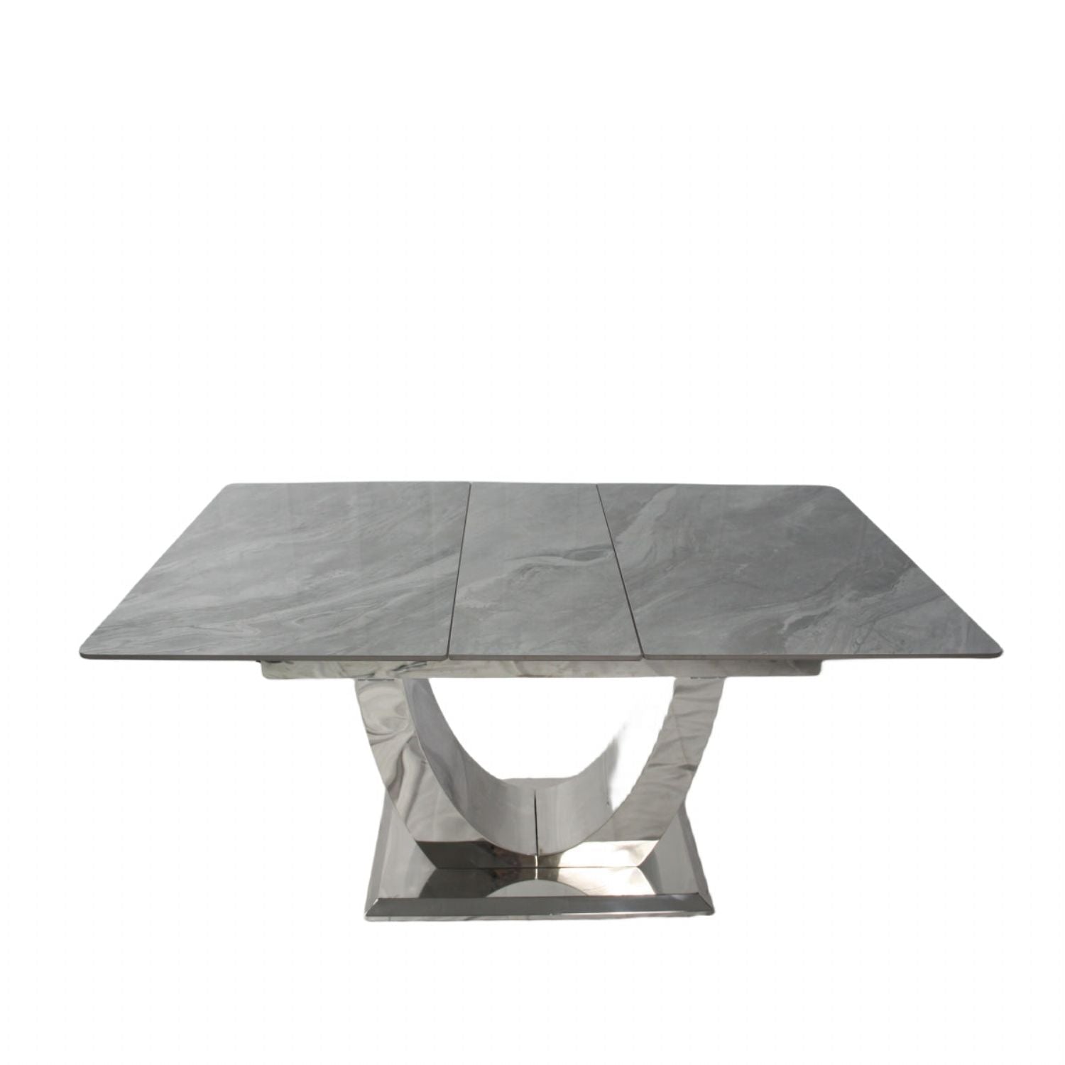 Grey Ceramic (1.6m - 2m / 1.2m - 1.5m) Extending Dining Table with Chrome Pedestal Base
