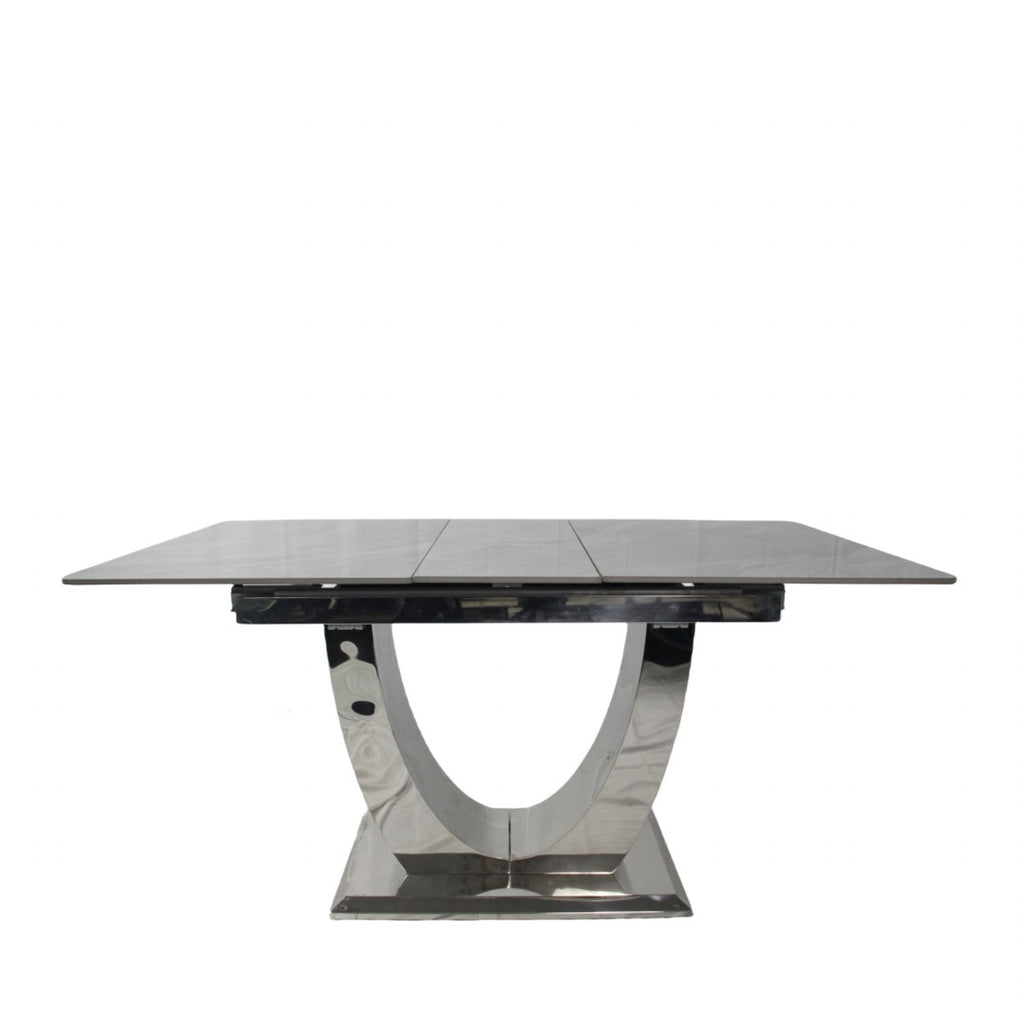 Grey Ceramic (1.6m - 2m / 1.2m - 1.5m) Extending Dining Table with Chrome Pedestal Base