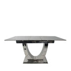 Grey Ceramic (1.6m - 2m / 1.2m - 1.5m) Extending Dining Table with Chrome Pedestal Base