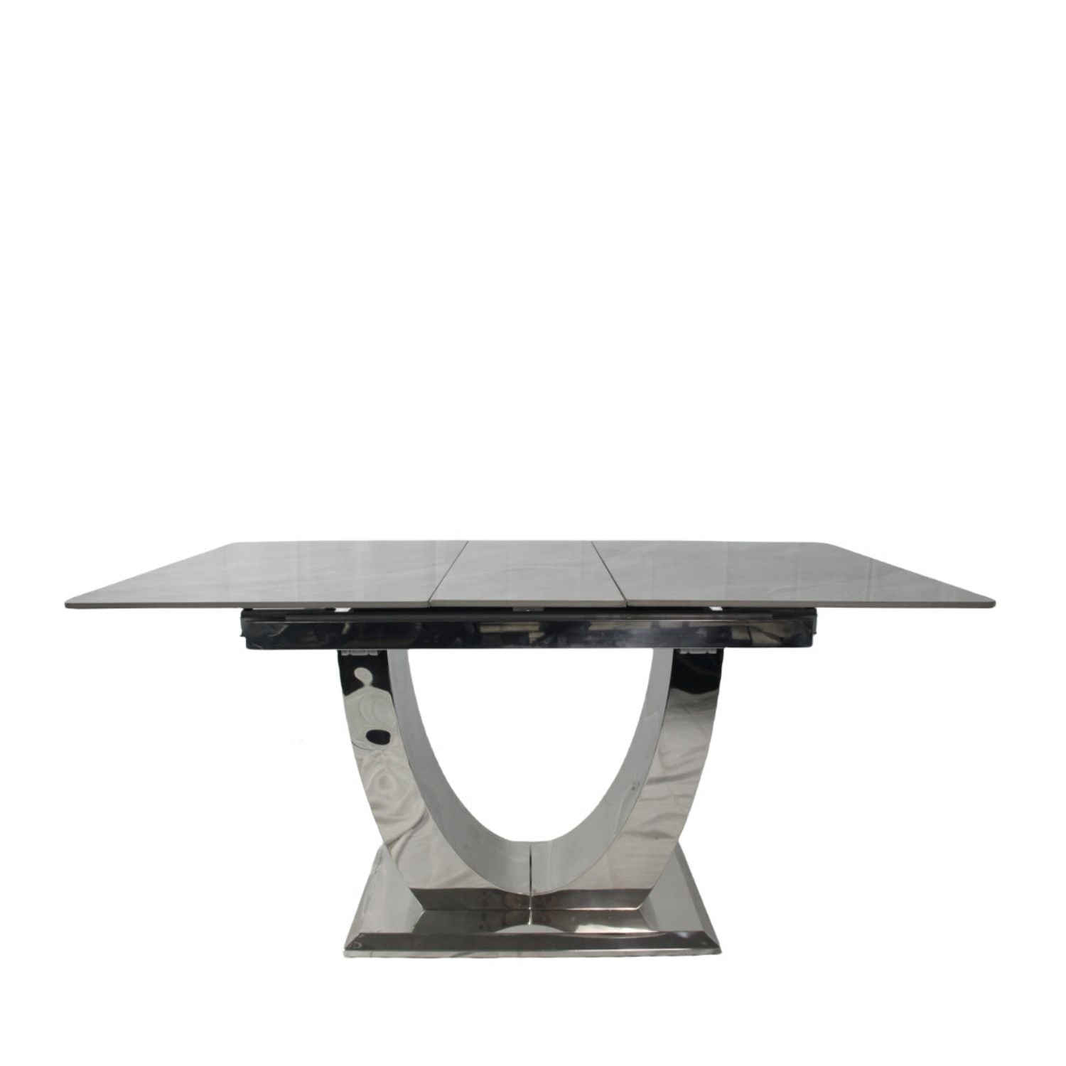 Grey Ceramic (1.6m - 2m / 1.2m - 1.5m) Extending Dining Table with Chrome Pedestal Base