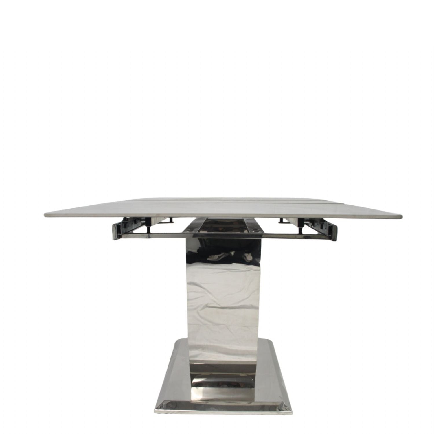 Grey Ceramic (1.6m - 2m / 1.2m - 1.5m) Extending Dining Table with Chrome Pedestal Base