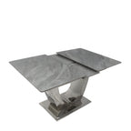 Grey Ceramic (1.6m - 2m / 1.2m - 1.5m) Extending Dining Table with Chrome Pedestal Base