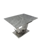 Grey Ceramic (1.6m - 2m / 1.2m - 1.5m) Extending Dining Table with Chrome Pedestal Base