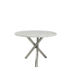 White Marble Effect 1m Round Dining Table with Chrome Twisted Pedestal Base