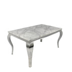 Grey Marble Effect 2.0m/1.5m/1.2m Dining Table with Chrome Italian Style Frame