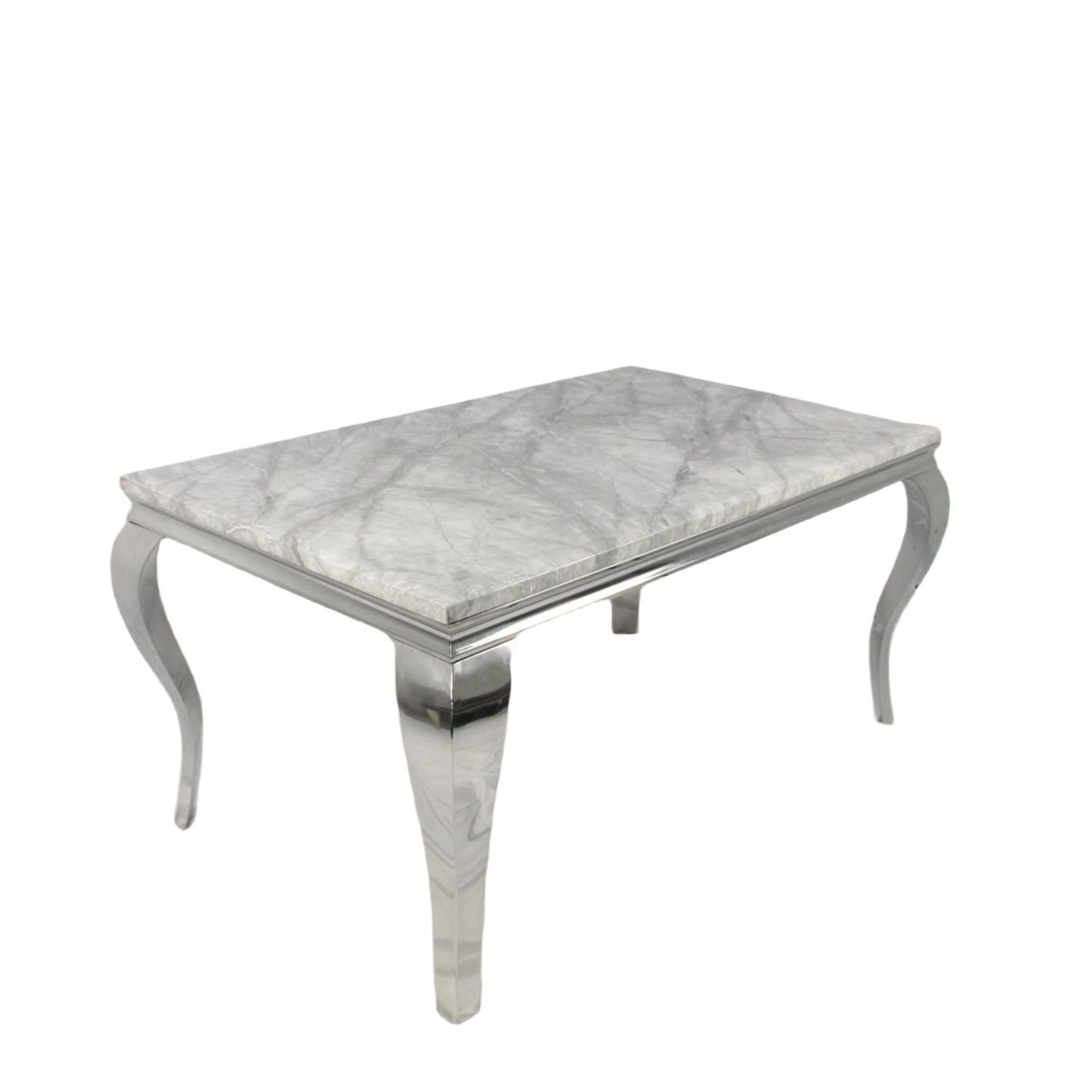 Grey Marble Effect 2.0m/1.5m/1.2m Dining Table with Chrome Italian Style Frame