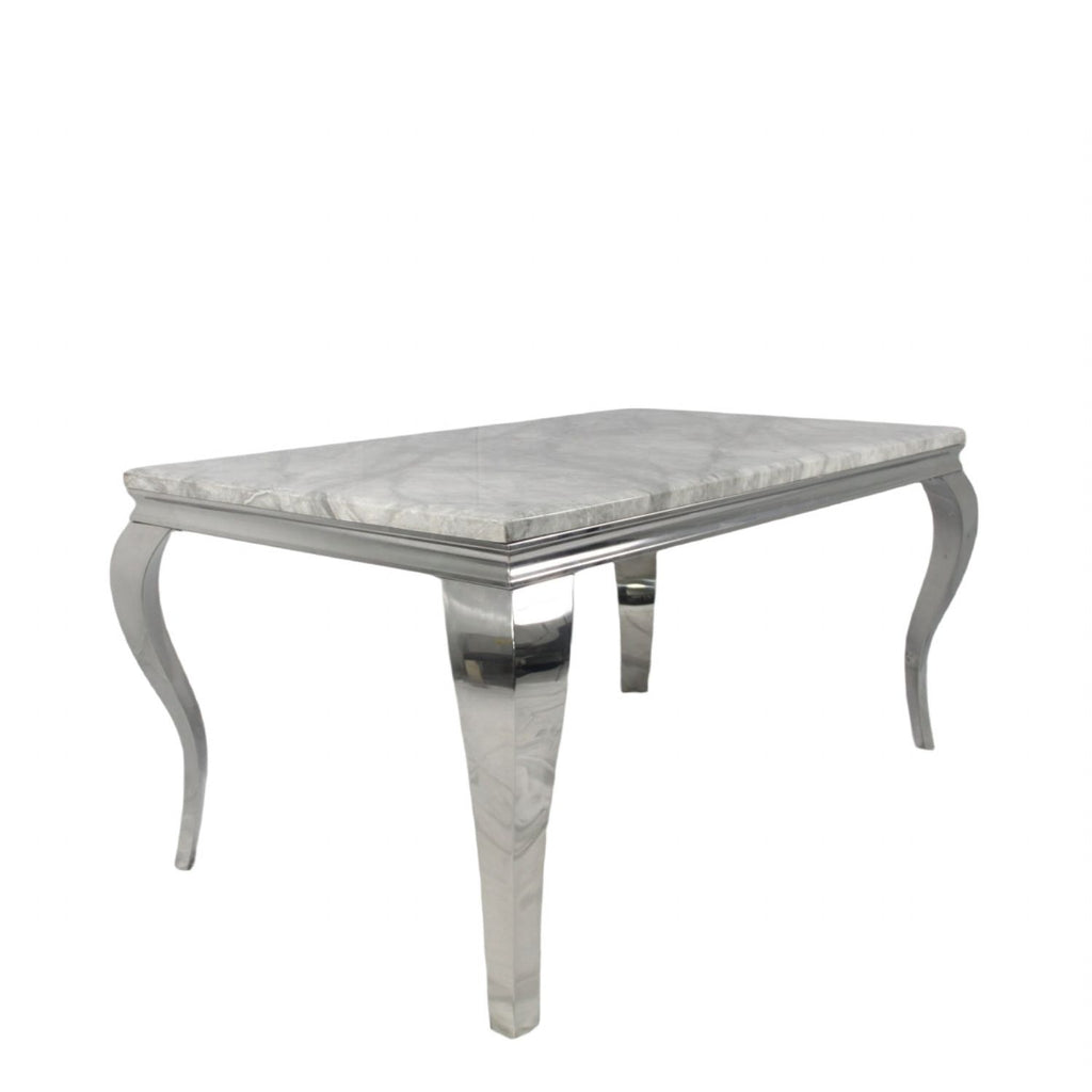 Grey Marble Effect 2.0m/1.5m/1.2m Dining Table with Chrome Italian Style Frame
