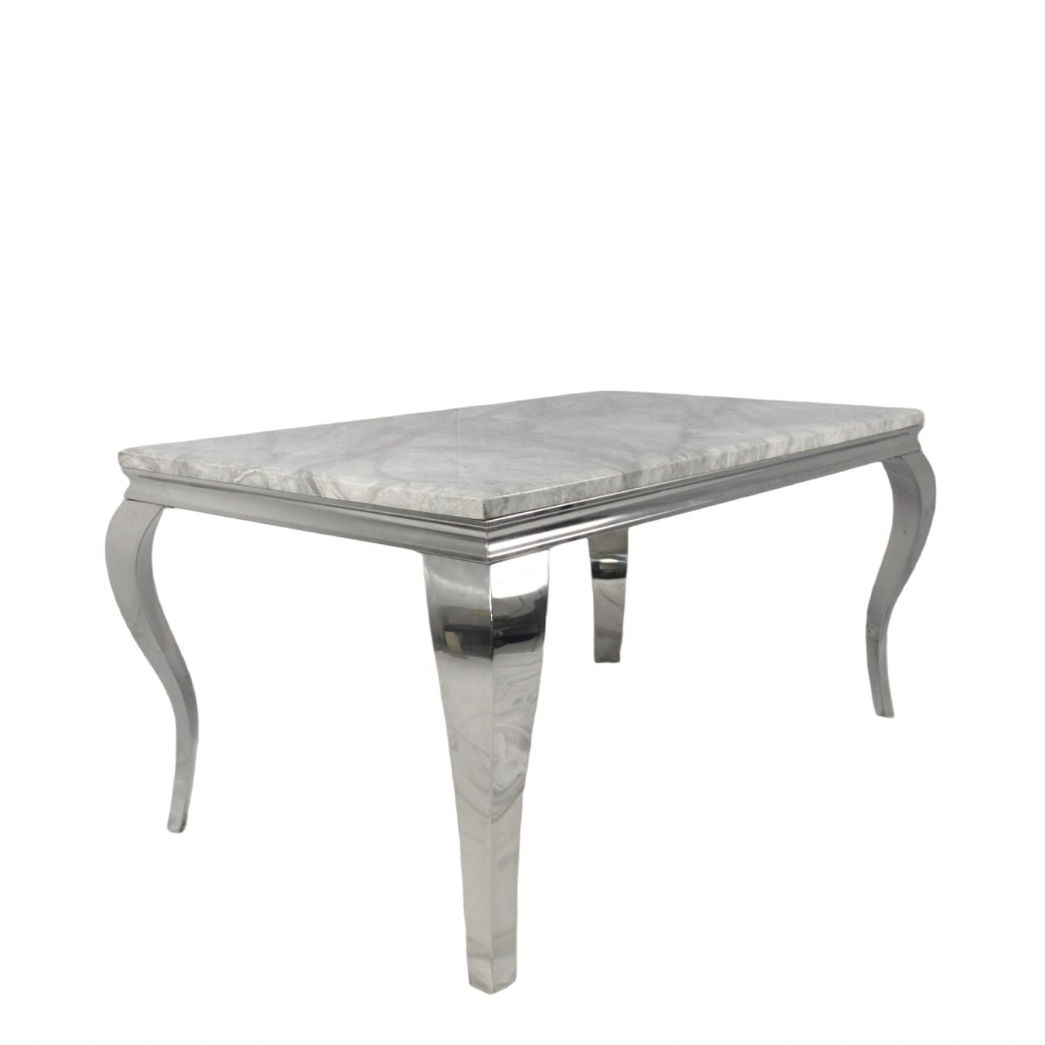 Grey Marble Effect 2.0m/1.5m/1.2m Dining Table with Chrome Italian Style Frame