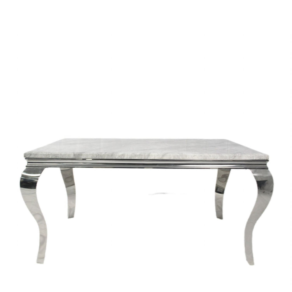 Grey Marble Effect 2.0m/1.5m/1.2m Dining Table with Chrome Italian Style Frame
