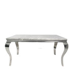 Grey Marble Effect 2.0m/1.5m/1.2m Dining Table with Chrome Italian Style Frame