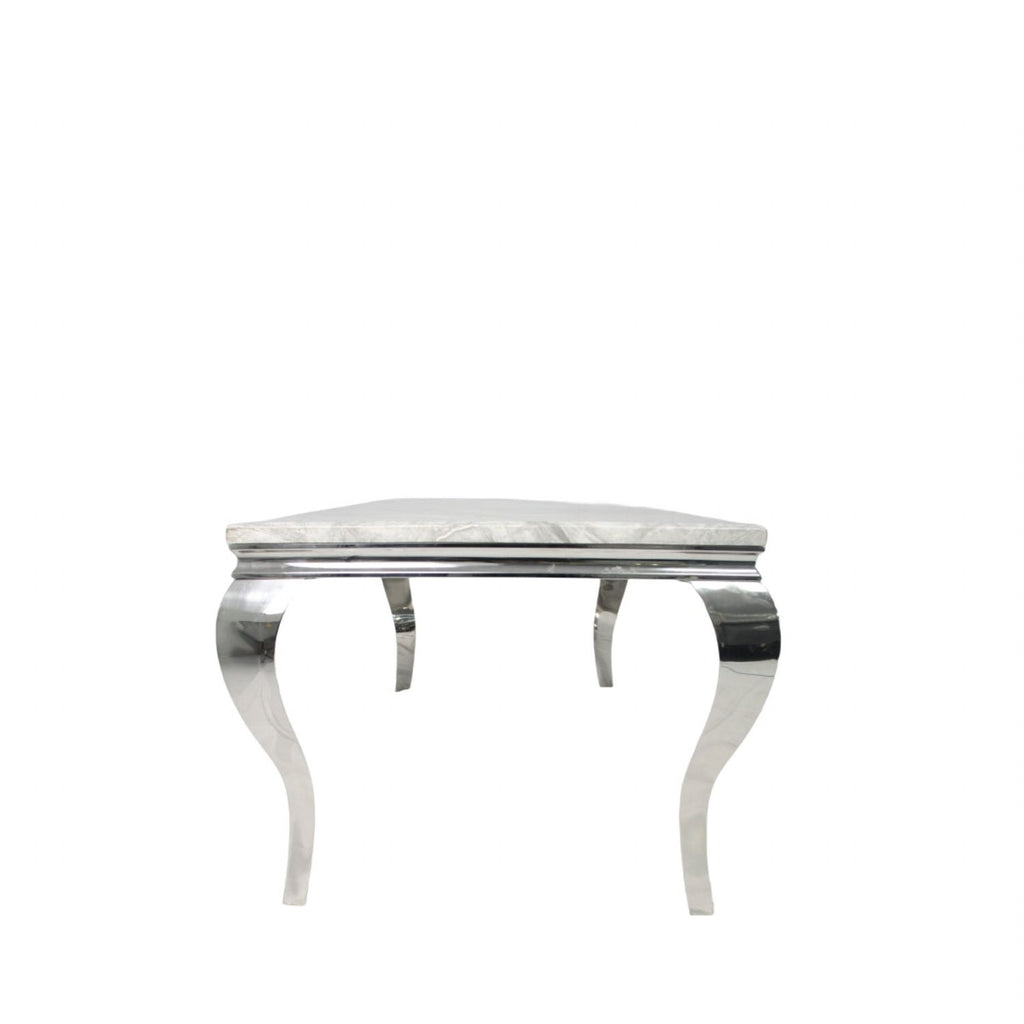 Grey Marble Effect 2.0m/1.5m/1.2m Dining Table with Chrome Italian Style Frame