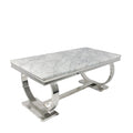 White Marble Effect 2.0m/1.8m/1.5m Dining Table with Chrome Circular Pedestal Base