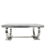 White Marble Effect 2.0m/1.8m/1.5m Dining Table with Chrome Circular Pedestal Base