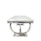 White Marble Effect 2.0m/1.8m/1.5m Dining Table with Chrome Circular Pedestal Base