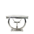 White Marble Effect 2.0m/1.8m/1.5m Dining Table with Chrome Circular Pedestal Base
