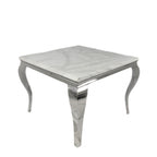 Grey Marble Top 1m Square Dining Table with Chrome Italian Style Legs