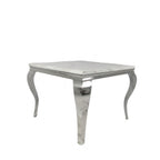 Grey Marble Top 1m Square Dining Table with Chrome Italian Style Legs