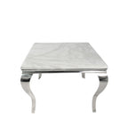 Grey Marble Top 1m Square Dining Table with Chrome Italian Style Legs