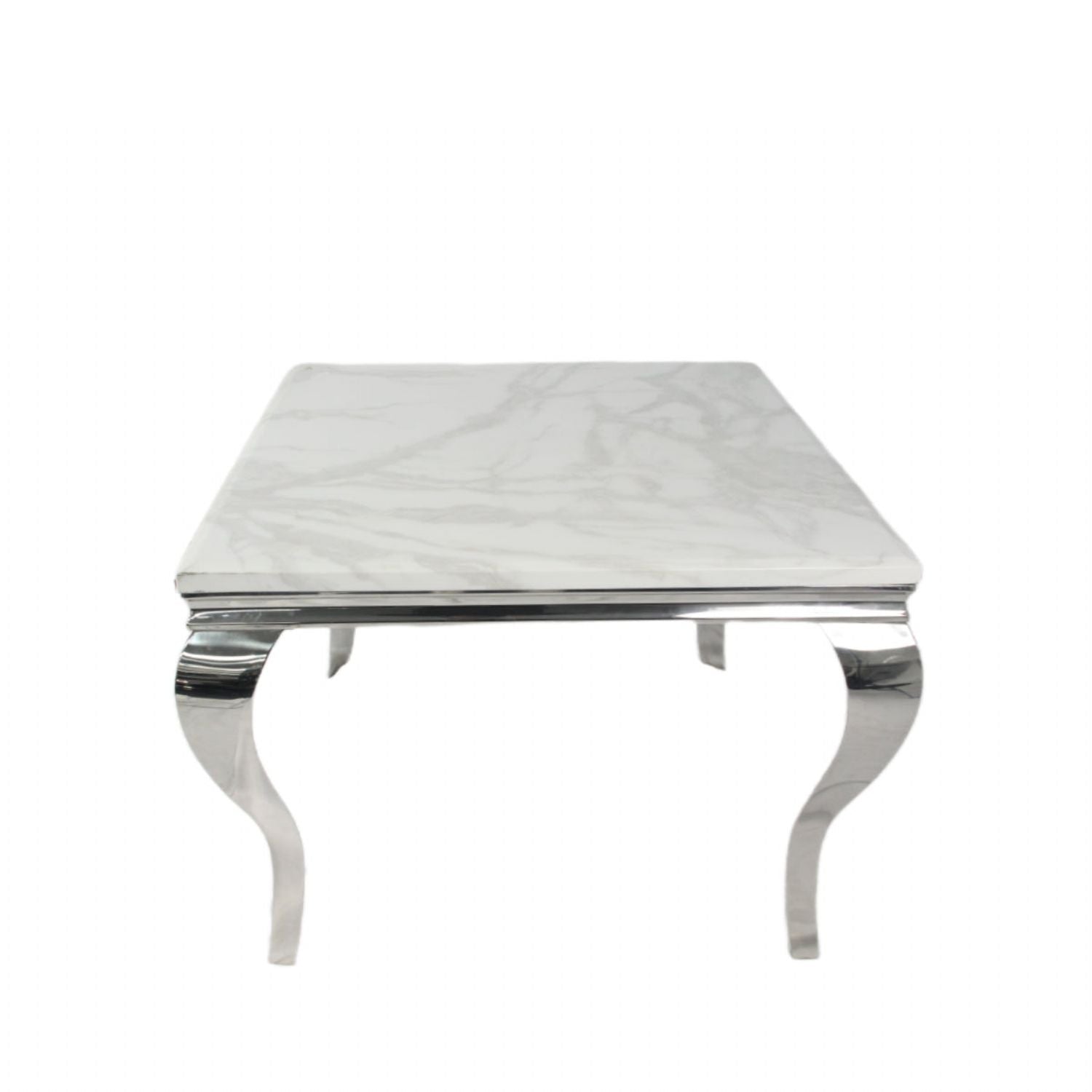 Grey Marble Top 1m Square Dining Table with Chrome Italian Style Legs
