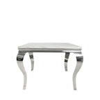 Grey Marble Top 1m Square Dining Table with Chrome Italian Style Legs