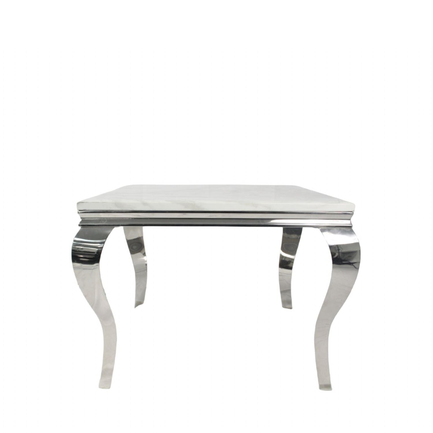 Grey Marble Top 1m Square Dining Table with Chrome Italian Style Legs