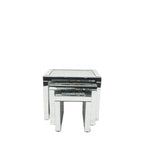 Mirrored Nest of 3 Tables with Crushed Crystal Tops