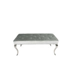 Silver Grey Shimmer Velvet Bench with Chrome Legs 160cm