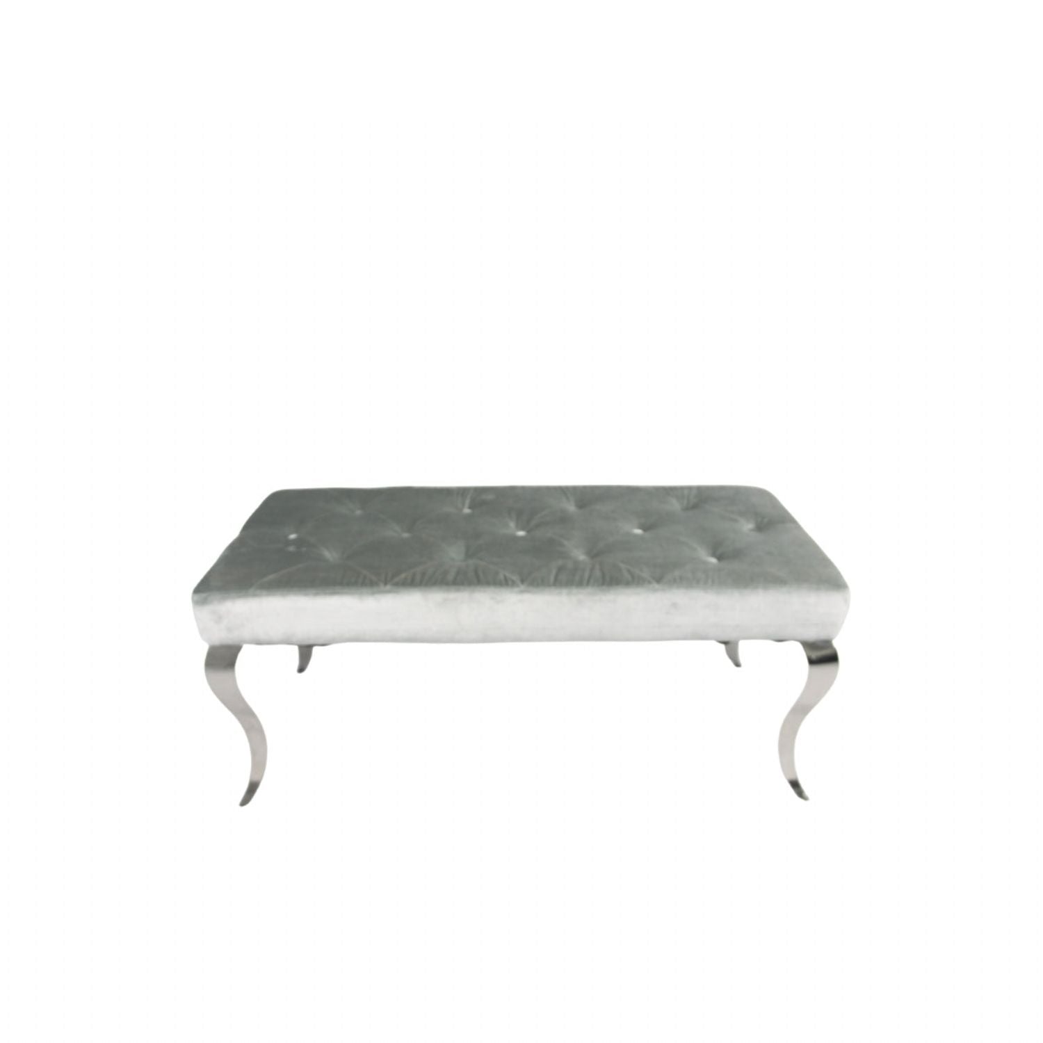 Silver Grey Shimmer Velvet Bench with Chrome Legs 160cm