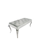 Silver Grey Shimmer Velvet Bench with Chrome Legs 160cm