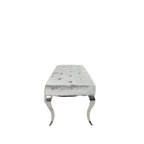 Silver Grey Shimmer Velvet Bench with Chrome Legs 160cm