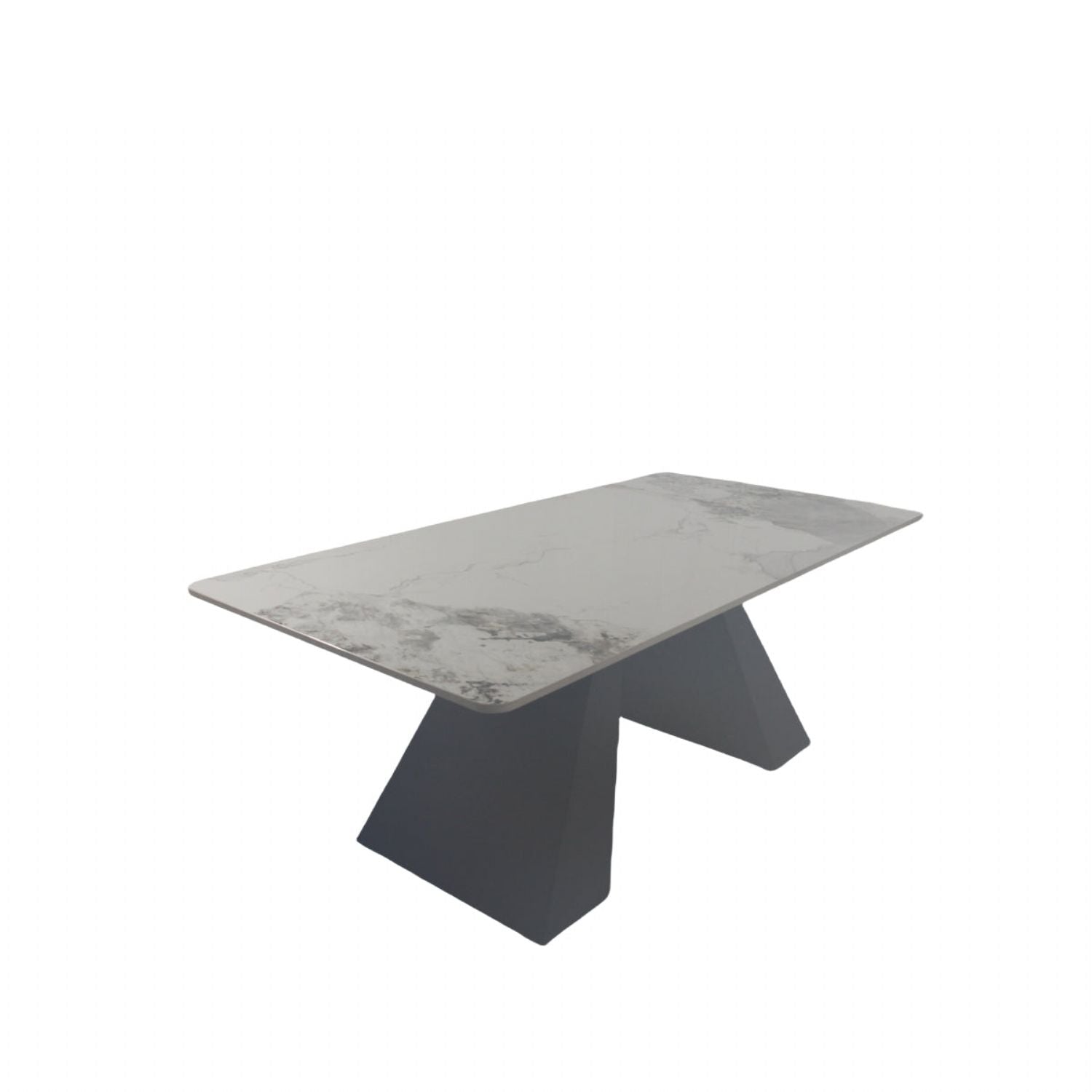 White Ceramic Coffee Table with Black Architectural Legs