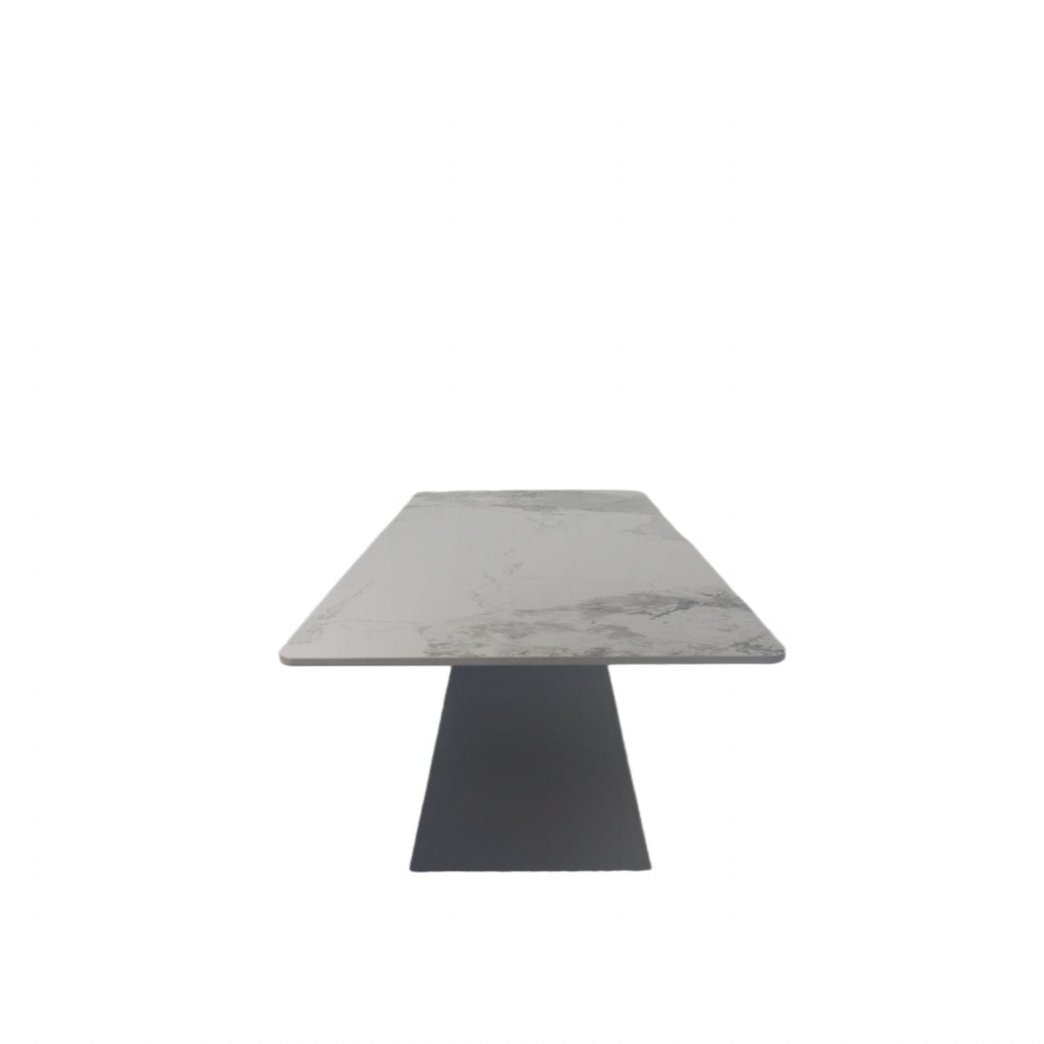White Ceramic Coffee Table with Black Architectural Legs