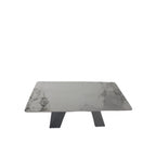 White Ceramic Coffee Table with Black Architectural Legs
