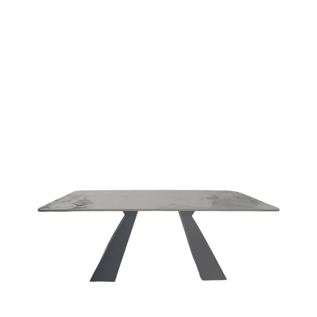 White Ceramic Coffee Table with Black Architectural Legs