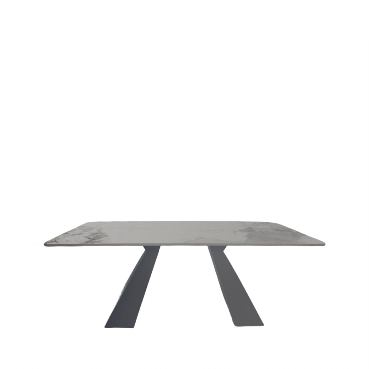 White Ceramic Coffee Table with Black Architectural Legs