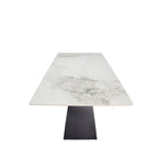 White Marble Effect Ceramic 6 Seater Rectangular Dining Table with Black Angular Legs