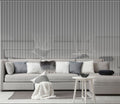 Set of 4 Shiny Silver Acoustic Slatted Decorative Wall Panels with Wood Effect Finish
